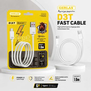 Câble Type-C Gerlax D3T 1.0m – Charge Rapide 6A