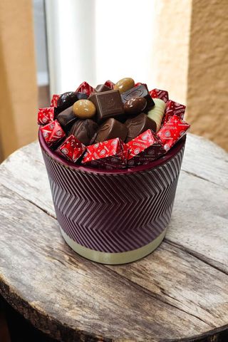 Pot céramique rouge doré Mm