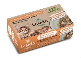 Aliment humide complémentaire  Chat:Bouchées de thon et crevettes riches en jus – Lenda Foodie 120g