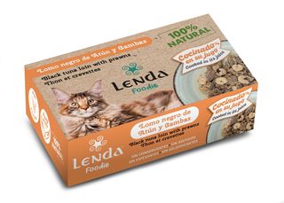 Aliment humide complémentaire Chat:Bouchées de thon et crevettes riches en jus – Lenda Foodie 120g