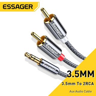 ESSAGER câble Audio RCA Jack 3.5 à 2 câble RCA 3.5mm Jack à 2RCA couleur aléatoire