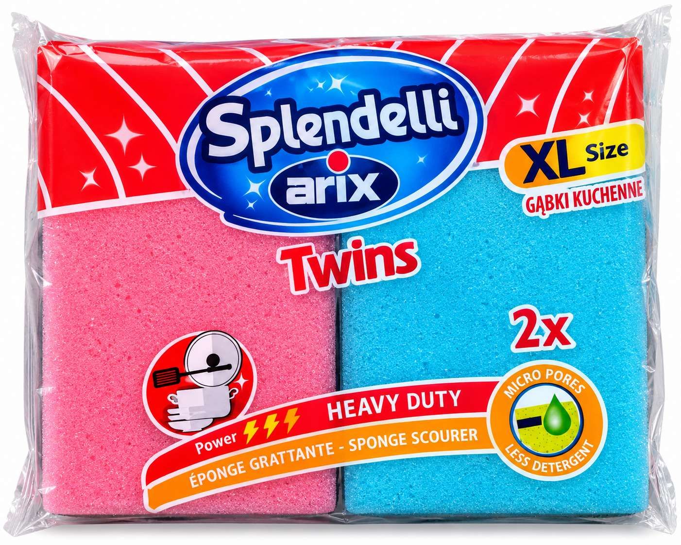 Arix Splendelli Éponges Grattantes Twins XL – 2 Pièces