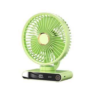 Ventilateur de Bureau Auto-Oscillant avec Écran,Veilleuse d’Ambiance et 5 Vitesses de Ventilation Vert