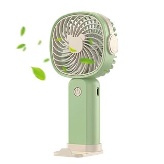 Mini Ventilateur Portable avec Support Téléphone,Rechargeable, 3 Vitesses Réglables Vert