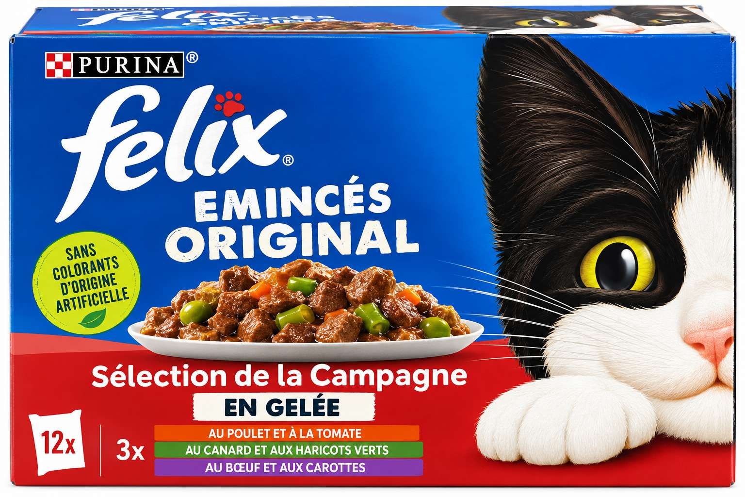 Felix Émincés Original Sélection de la Campagne en Gelée – 12 Sachets