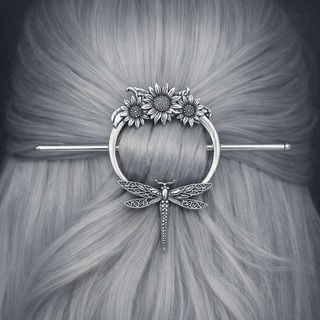 Set ukosnice od antičkog srebra sa motivima suncokreta i vilin konjica