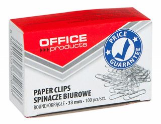 PRODUKTY BIUROWE Srebrne spinacze do papieru, 33 mm