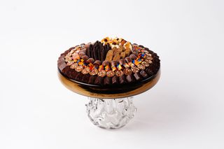 Coupe majestueuse ovale marron en verre translucide avec vasque sur pied transparent (V19GM)