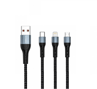 Câble de Charge 3 en 1 YESPLUS Noir, 1200 mm