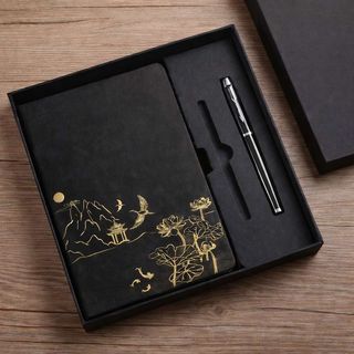 Luksuzni crni i zlatni set sveske