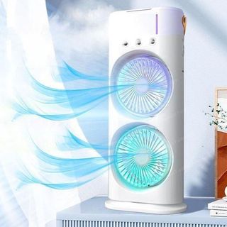 Ventilateur Portable Avec Brumisation – Ventilateur De Bureau Rechargeable USB Avec Double Buse