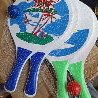 1 Raquettes de plage en bois avec balle