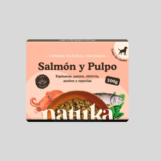Menú Cocinado de Salmón y Pulpo para perro – 500 g