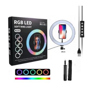 RGB LED: MJ26 RGB LED Soft Ring Light 26cm With Phone Holder