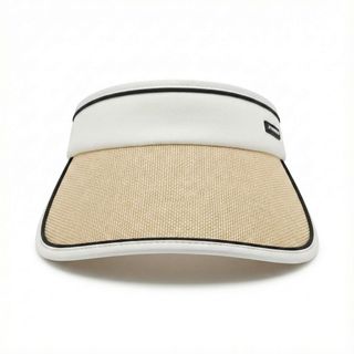 White and Khaki Open-Top Visor Sun Hat