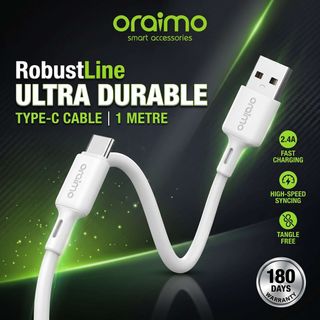 Cable USB ULTRA DURABLE TYPE-C FAST CHARGING BLANC