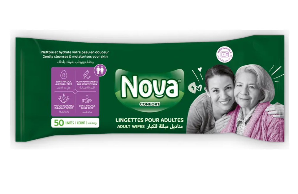 Nova Confort Lingettes pour Adultes – 50 Unités