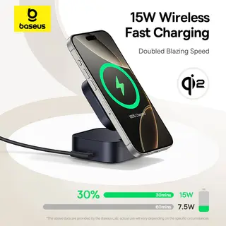 Support de charge sans fil magnétique Baseus PicoGo Series 2-en-1 Qi2, chargeur MagSafe 15 W et câble rétractable 67 W pour MacBook Pro avec câble USB-C 100 W