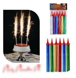 Bougies scintillantes d'anniversaire - Lot de 6 - Effets colorés et décoratifs( DESIGN COULEUR ALÉATOIRE )