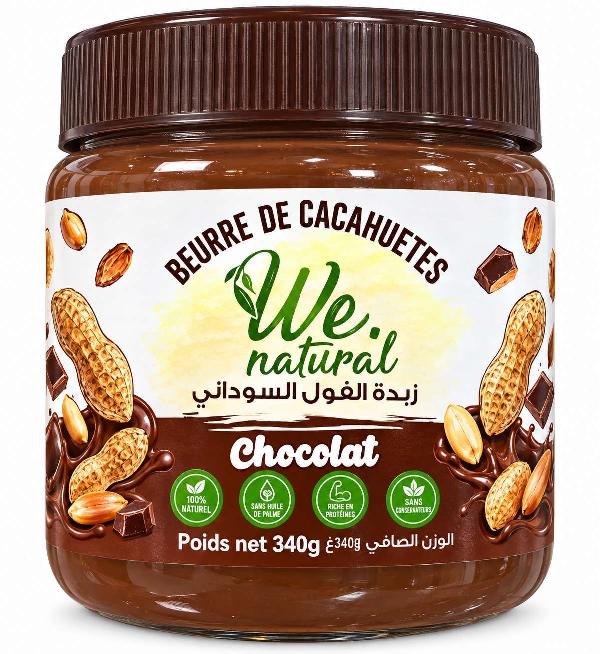 We Natural Beurre de Cacahuètes Chocolat – 340 g