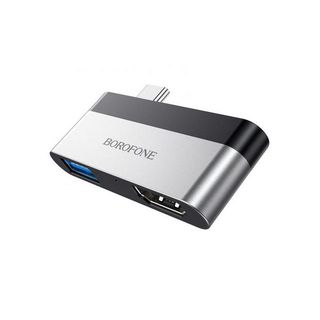 Adaptateur USB-C vers HDMI + USB 3.0 en alliage d’aluminium – Compatible PC, Mac, TV, Projecteur