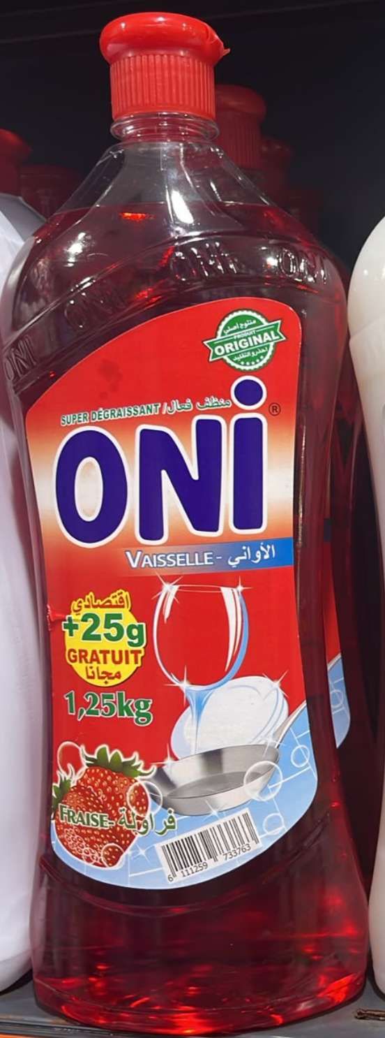Oni Liquide Vaisselle Super Dégraissant Fraise – 1,25 kg