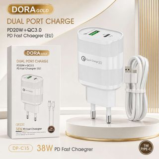Chargeur rapide DORA GOLD PD avec câble de type C