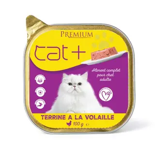 Pâtée Cat+ Premium au Poulet pour Chat Adulte 100g