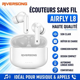 Écouteurs sans fil Riversong AirFly L8 – Blanc