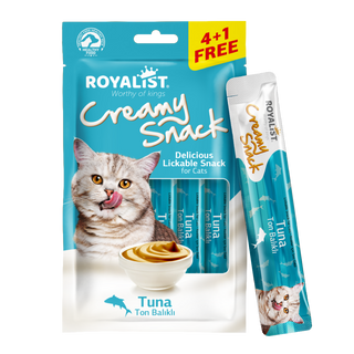 Royalist Creamy Snack Tuna — კრემისებრი სასუსნავი კატებისთვის თინუსის არომატით, 75 გ (5 × 15 გ)