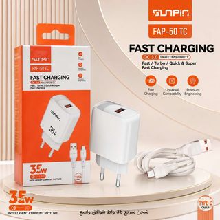 Kit Chargeur Sunpin FAP-50 TC 35W – Fast Charging + Câble USB vers Type-C