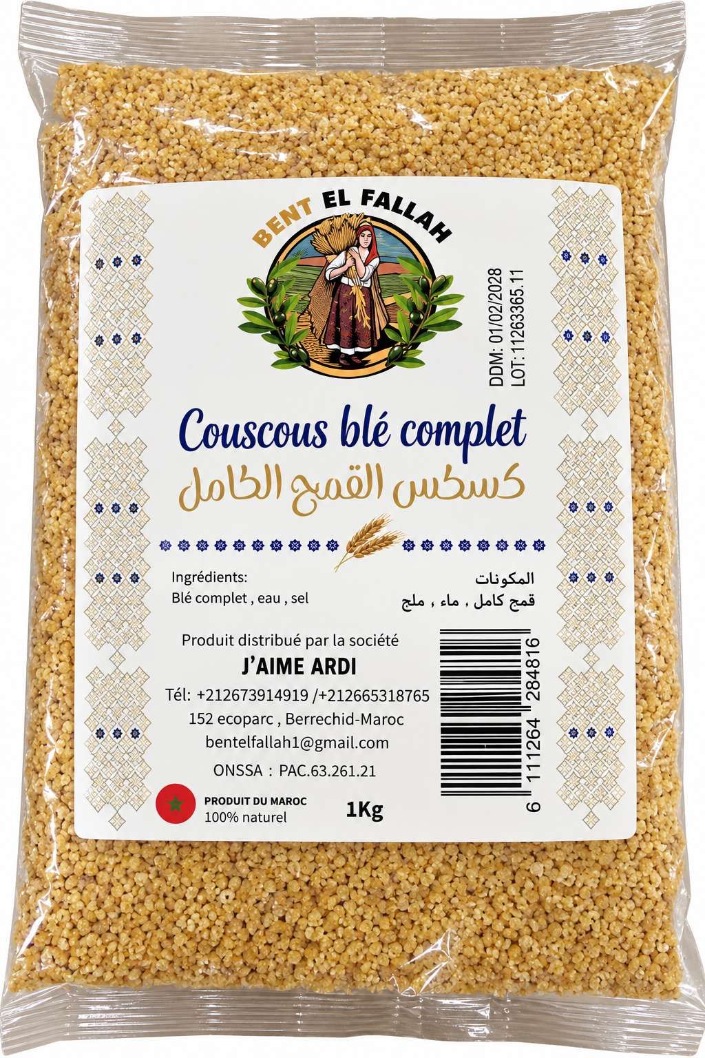 Bent El Fallah Couscous Blé Complet – 1 kg