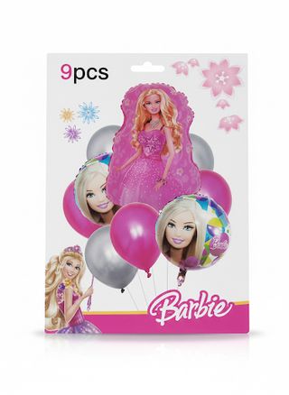 Set de 9 Ballons Barbie – Bouquet Rose & Argent pour Fête