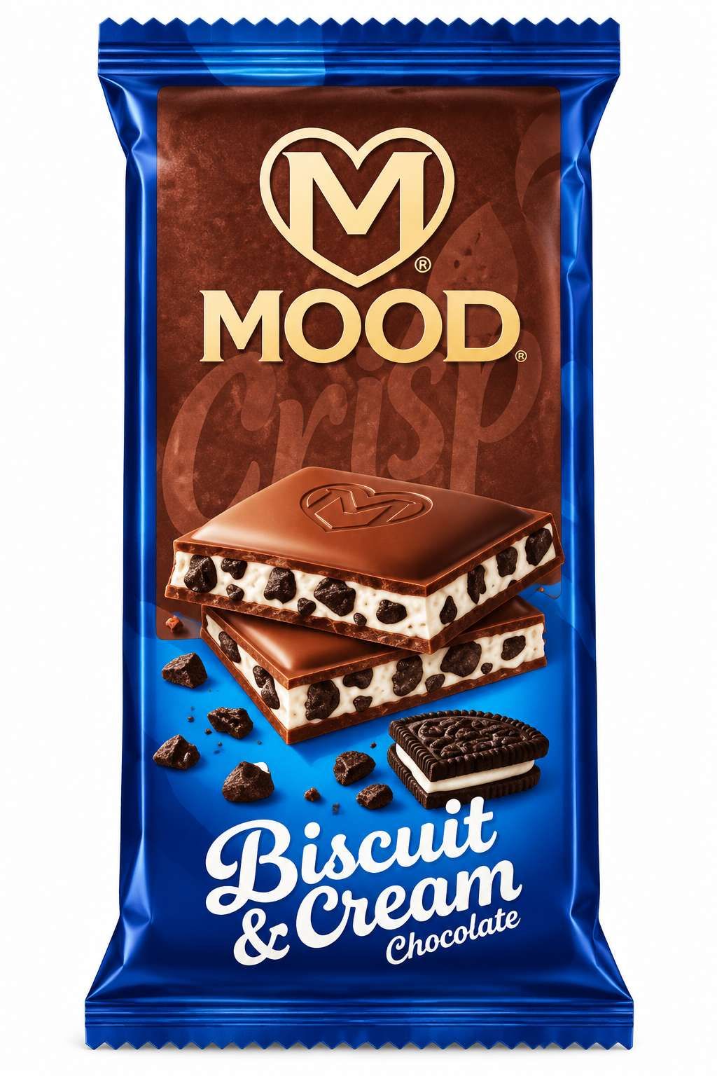 Mood Crisp Biscuit & Cream Chocolat Fourré – 90 g