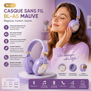 BL-A5 Mauve – Le Casque Tendance Qui Sublime Votre Style