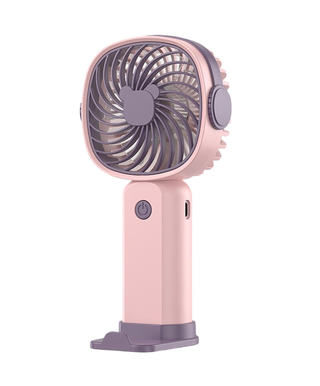 Mini Ventilateur Portable avec Support Téléphone,Rechargeable, 3 Vitesses Réglables Rose