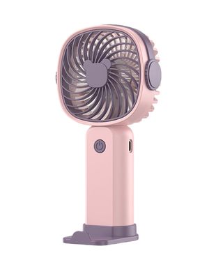 Mini Ventilateur Portable avec Support Téléphone,Rechargeable, 3 Vitesses Réglables Rose