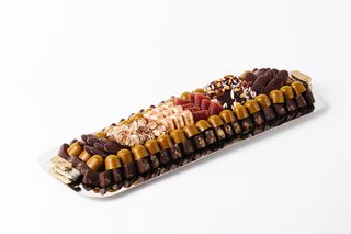Plateau rectangulaire en inox avec poignées latérales texturé bicolore (I9GM)