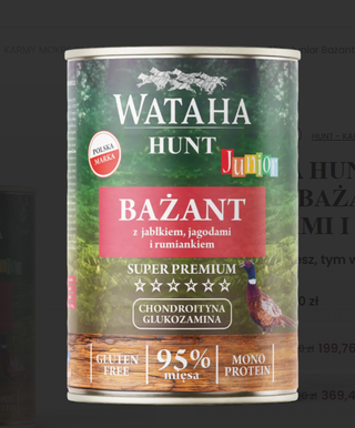 Wataha HUNT Junior Bażant z Jabłkiem , Jagodami i rumiankem 400g /Wg a