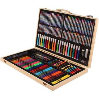 Mallette de Coloriage 180 Pièces pour Enfants – Set Complet de Dessin et Aquarelle avec Crayons de Couleur, Pastels et Accessoires