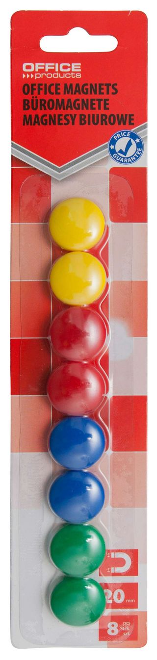 Produkty biurowe Colour Mix Magnesy na tablicę 20 mm, 8 sztuk