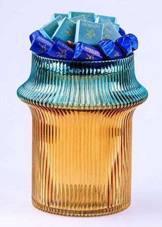 Vase en verre avec dégradé ambré & bleu Tiffany (V9GM)