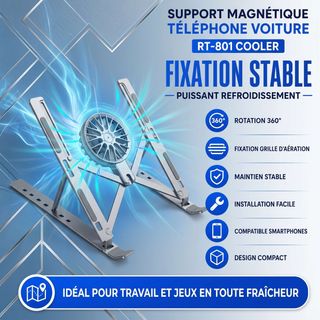Support PC portable avec ventilateur – pliable et réglable