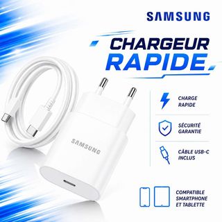 Chargeur Samsung Rapide 25W USB-C – Sécurité et Performance