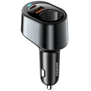 Adaptateur de chargeur de voiture ESSAGER 120 W USB + Type-C avec prise allume-cigare