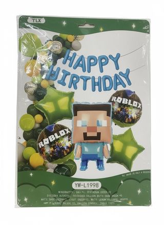 Pack Déco Anniversaire “Tout-en-un” - Thème Minecraft & Roblox