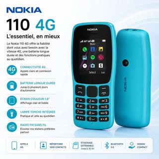 Téléphone portable Nokia 110 4G double SIM, bleu