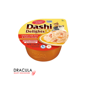 INABA Dashi Delights Kurczak z tuńczykiem i łososiem w bulionie 70g