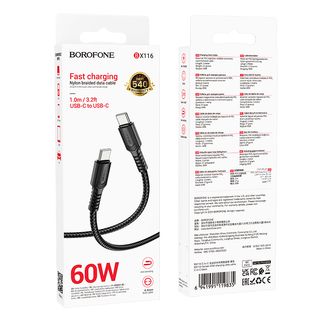 USB კაბელი-BOROFONE  X116 TYPE-C TO TYPE-C 1M