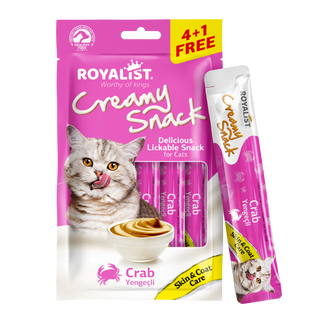 Royalist Creamy Snack Crab — კრემისებრი სასუსნავი კატებისთვის კრევეტის არომატით, 75 გ (5 × 15 გ)